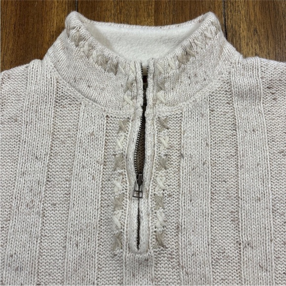 Woolrich 1/4 Zip Knit Sweater Beige Size Small Women's W/ Decorative Lambs Wool - Picture 8 of 12